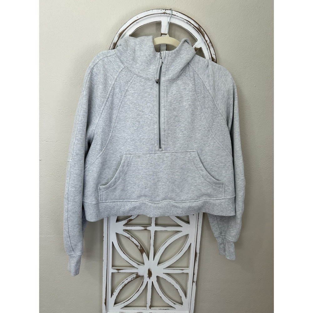 Lululemon Hoodie Womens Size M/L Scuba Half Zip Oversized Cropped Gray